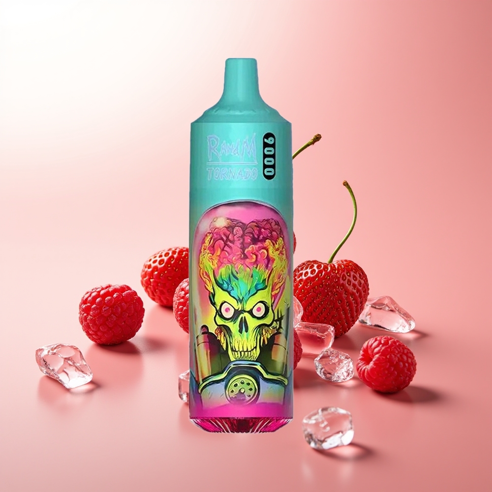 RandM Fumot Tornado 9000 Puffs Helado de Fresa Frambuesa Cereza con Malla y Pantalla RGB