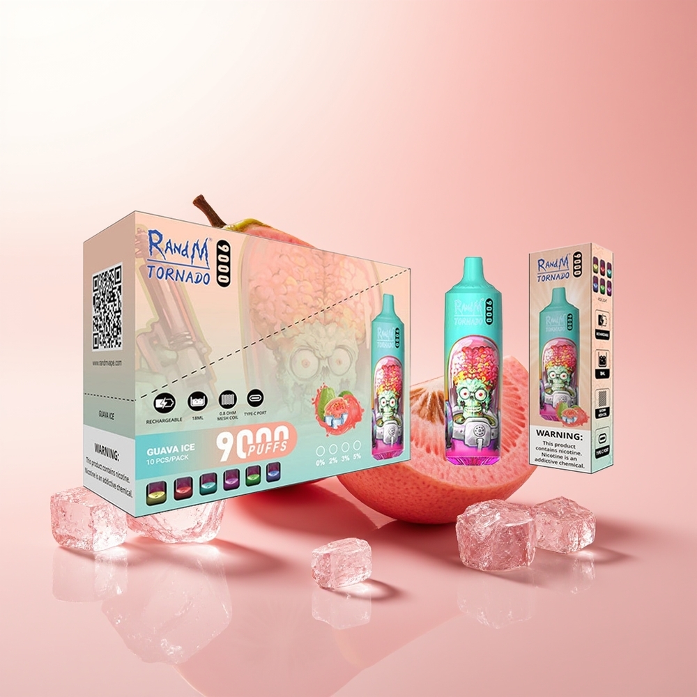 RandM Fumot Tornado 9000 Puffs Helado de Guayaba con Pantalla RGB y Bobina de Malla