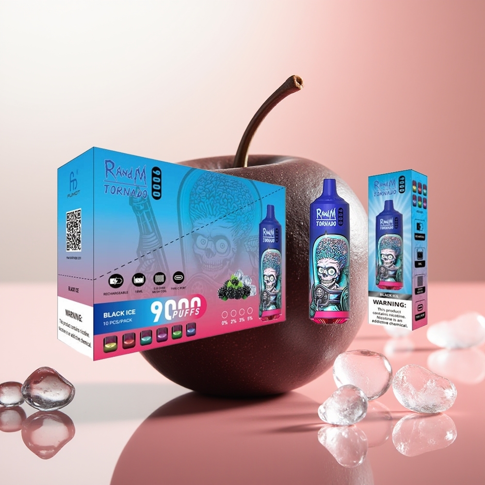 RandM Fumot Tornado 9000 Puffs Hielo Negro 9000 Chupadas Pantalla RGB