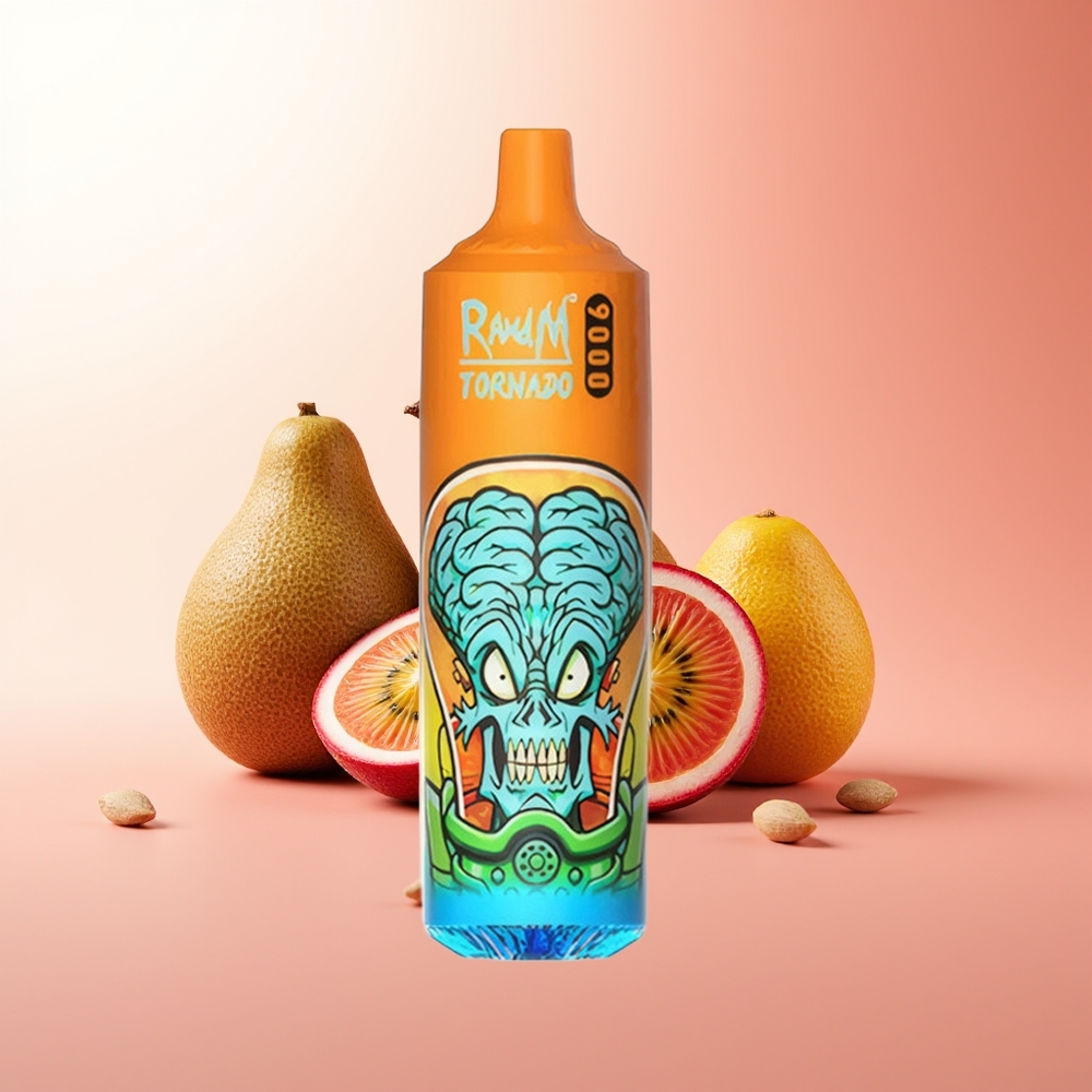 RandM Fumot Tornado 9000 Puffs Kiwi Maracuyá Guayaba con Pantalla RGB y Bobina Malla