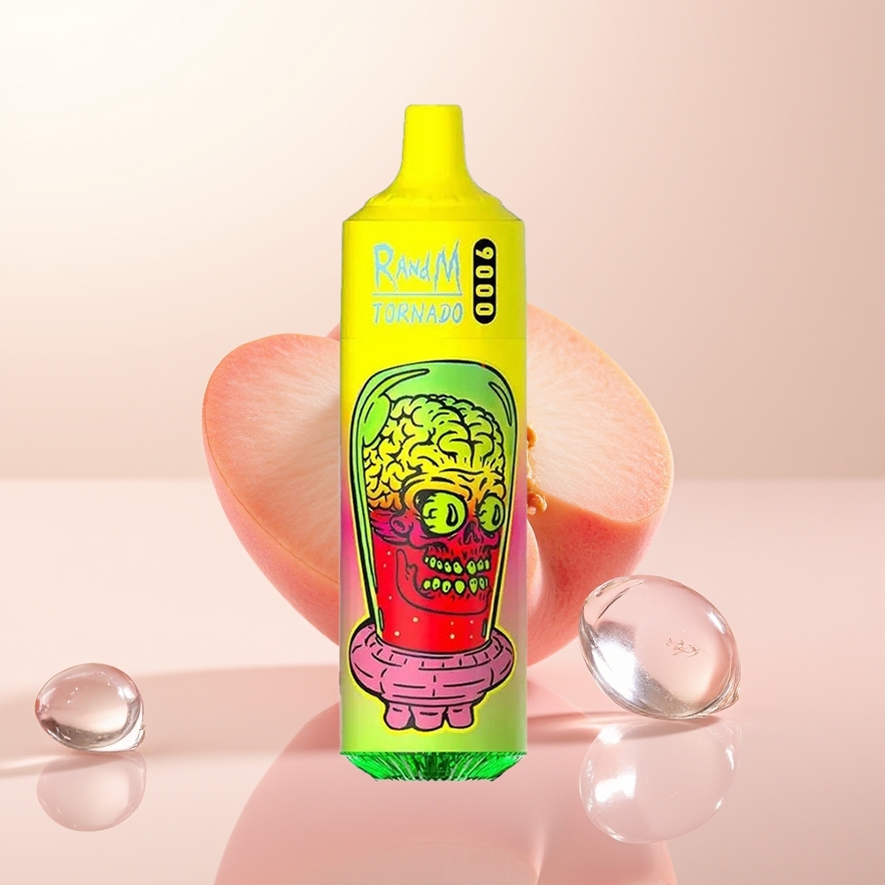 RandM Fumot Tornado 9000 Puffs Melocotón de Verano Helado con Pantalla RGB y Bobina de Malla