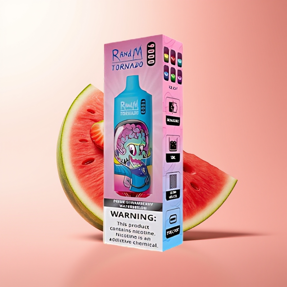 RandM Fumot Tornado 9000 Puffs Prime Fresa Sandía con Pantalla RGB y Bobina Malla