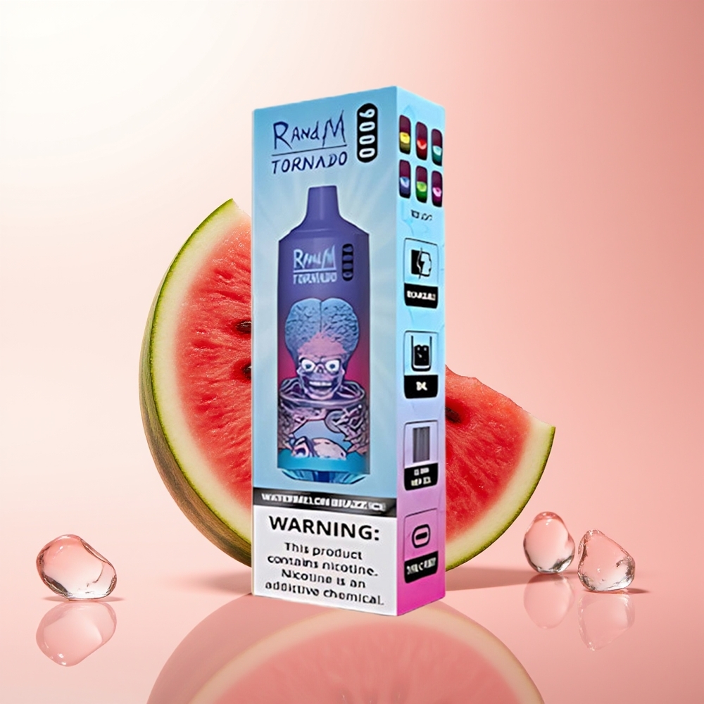 RandM Fumot Tornado 9000 Puffs Sandía Brazz Hielo con Pantalla RGB y Bobina Malla