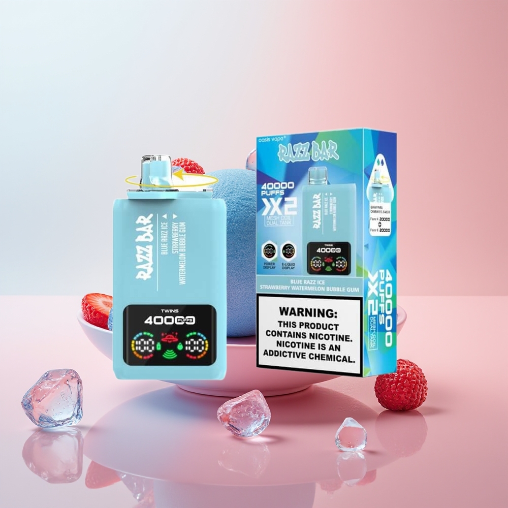 Razz Bar 40000 Puffs Fresa Sandía Azul Helada Chicle con Pantalla de Potencia y Batería de 650 mAh