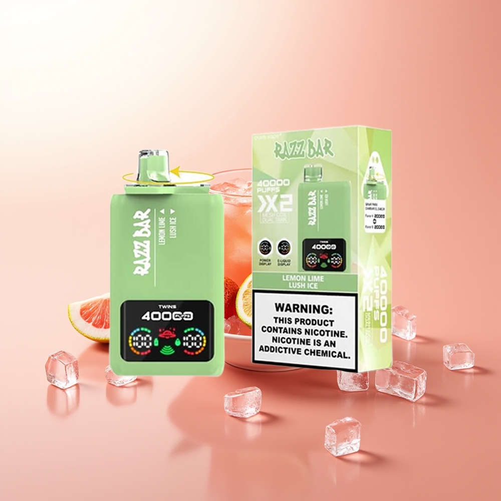 Razz Bar 40000 Puffs Lima Limón - Hielo Lujoso con Pantalla de Potencia y Bobina Doble