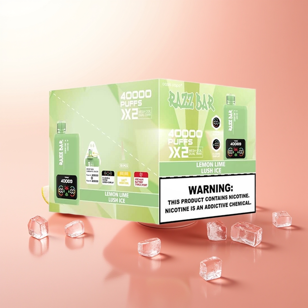 Razz Bar 40000 Puffs Lima Limón - Hielo Lujoso con Pantalla de Potencia y Bobina Doble