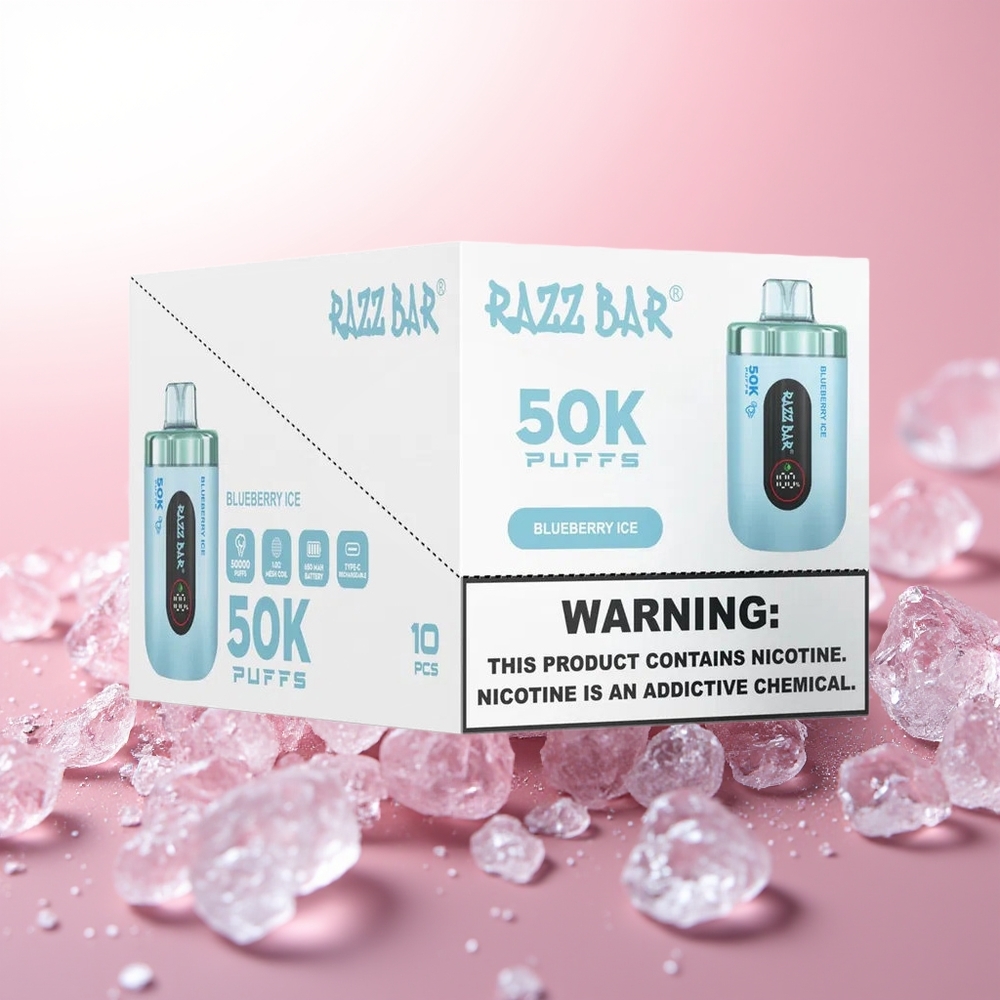 Razz Bar 50K Puffs Helado de Arándano con Batería Recargable y 2% de Nicotina