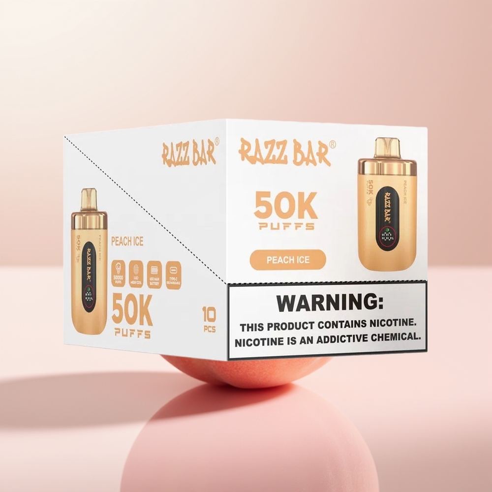 Razz Bar 50K Puffs Helado de Durazno con Malla de 1.0 Ohm y 2% de Nicotina