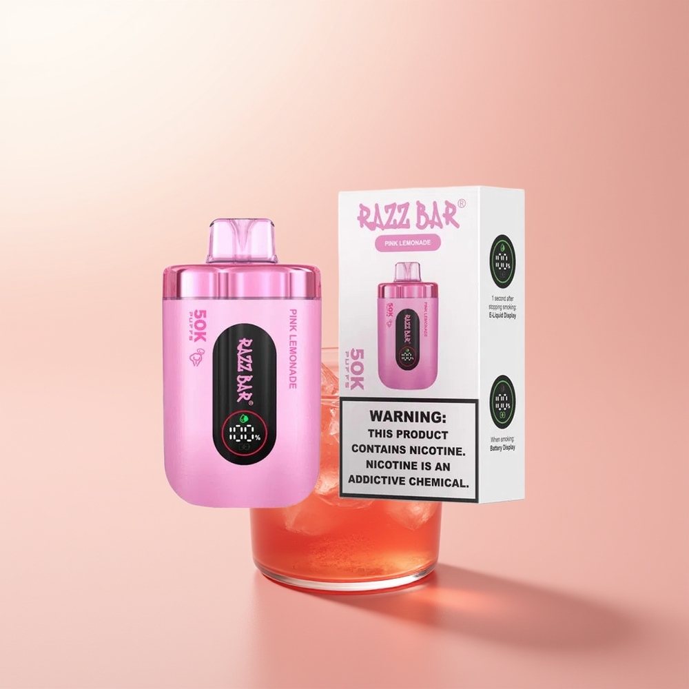 Razz Bar 50K Puffs Limonada Rosa Recargable 2% Nicotina