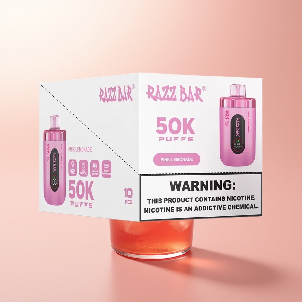 Razz Bar 50K Puffs Limonada Rosa Recargable 2% Nicotina
