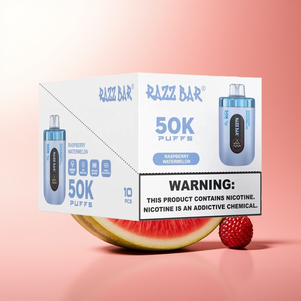Razz Bar 50K Puffs Sandía Frambuesa Tipo-C 2% Nicotina