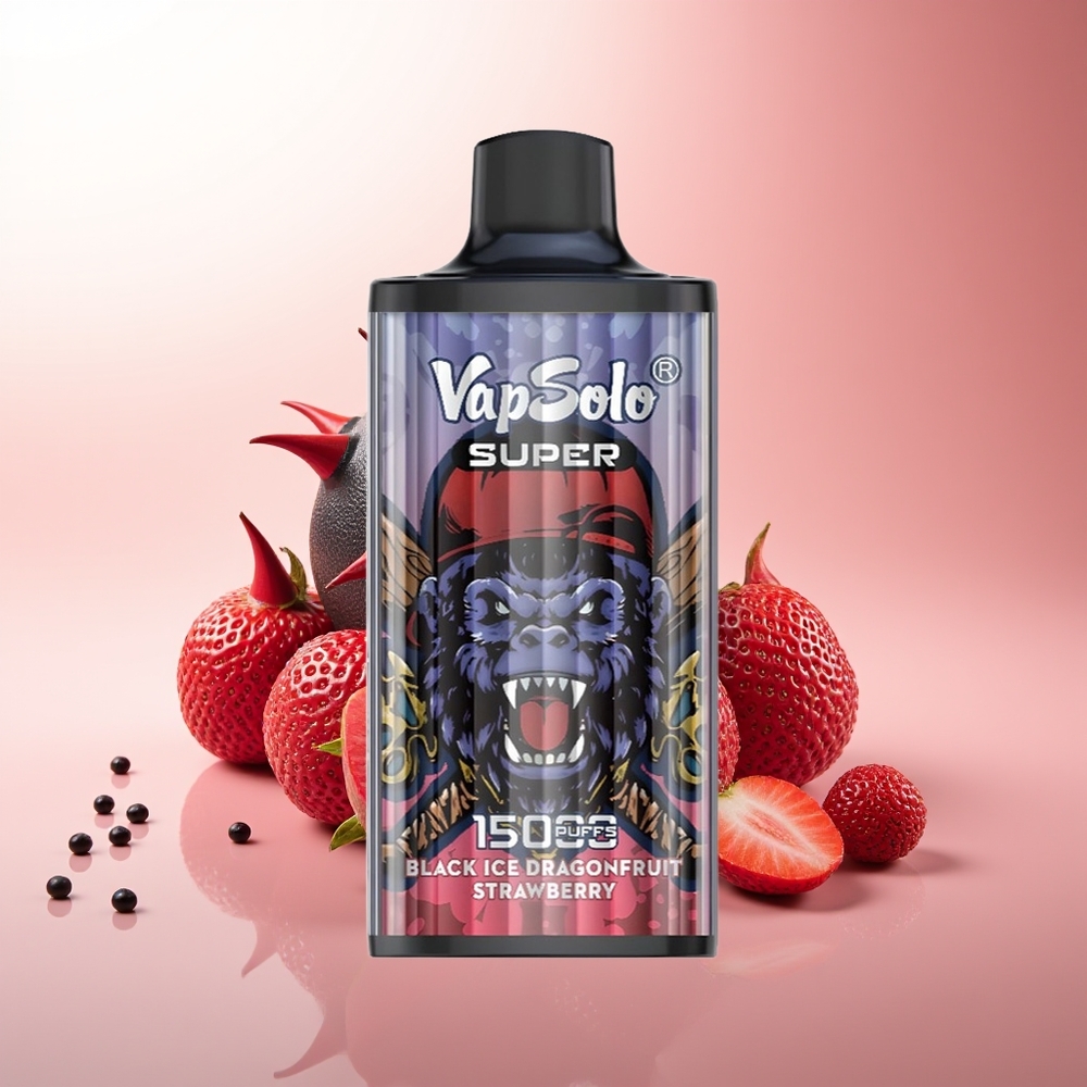 Vapsolo Super 15000 Puffs Dragonfruta Fresa Hielo Negro 40ml 850mAh