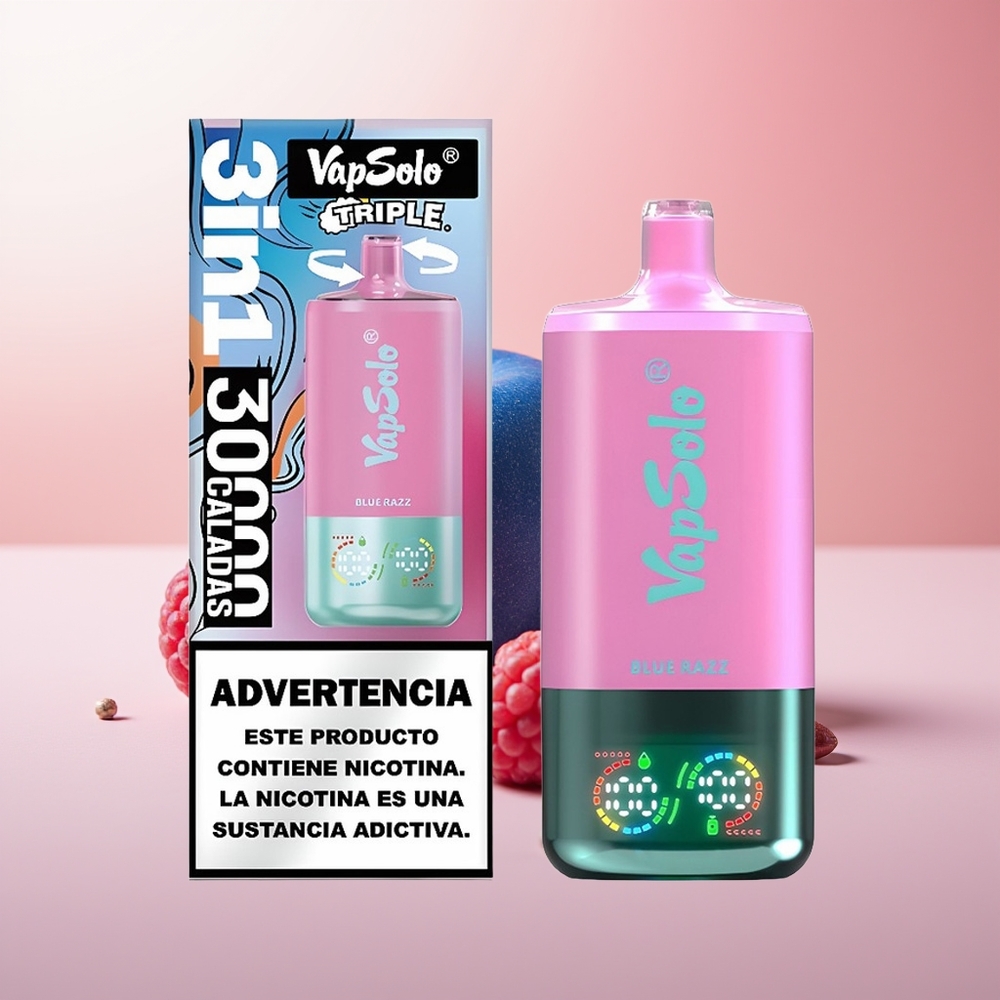Vapsolo Triple 30000 Puffs Azul Frambuesa Tipo-C 40ml