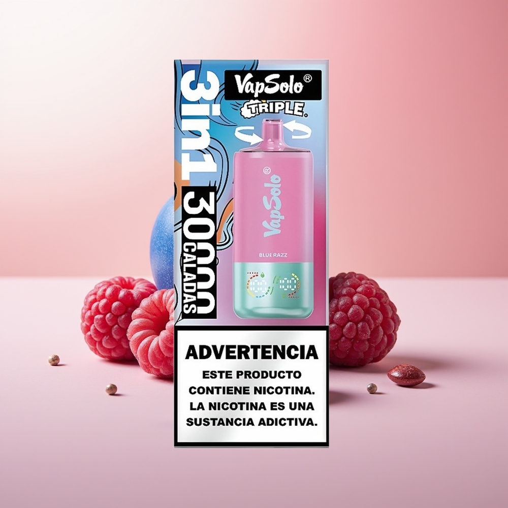 Vapsolo Triple 30000 Puffs Azul Frambuesa Tipo-C 40ml