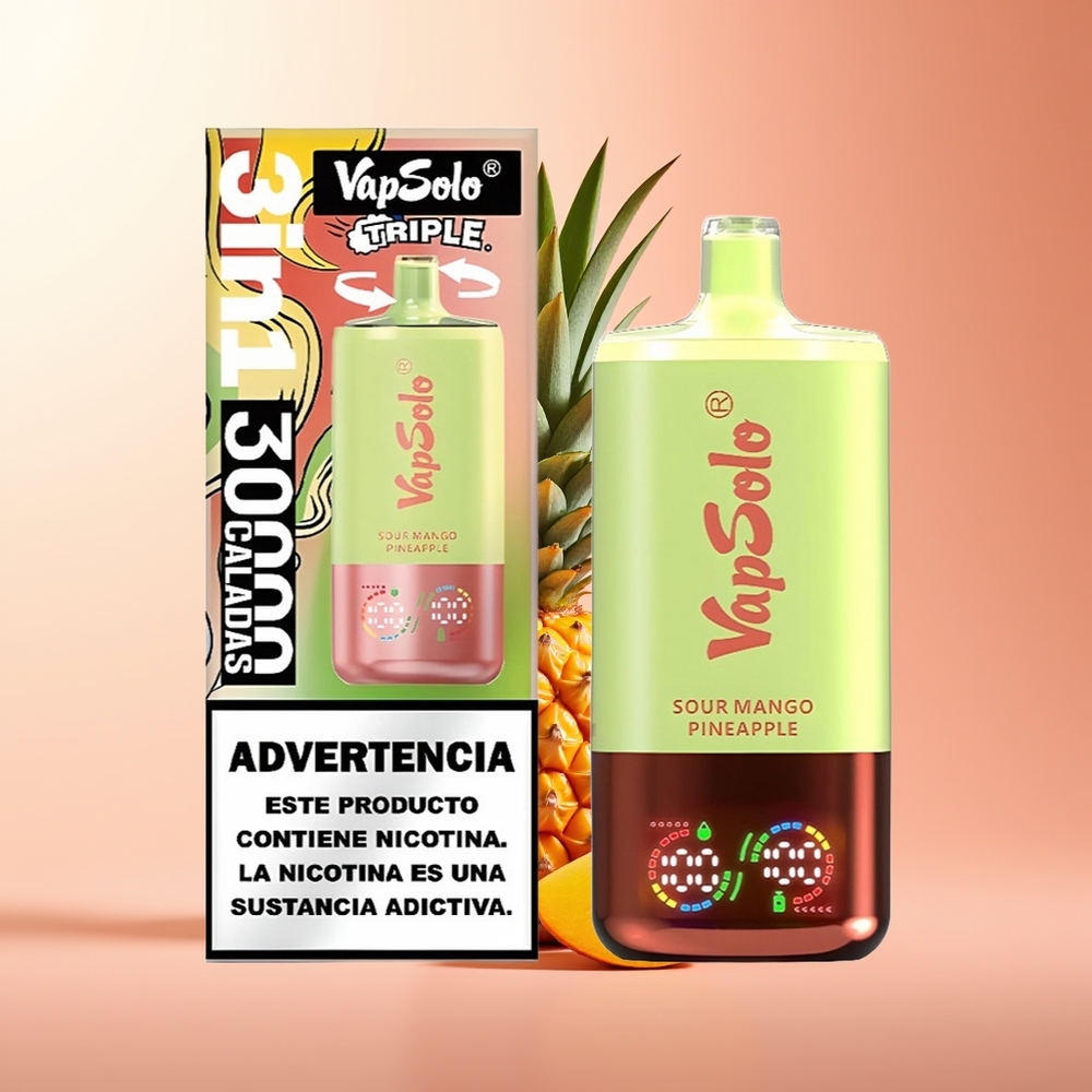 Vapsolo Triple 30000 Puffs Mango Piña Ácido Triple 40ml Tipo-C