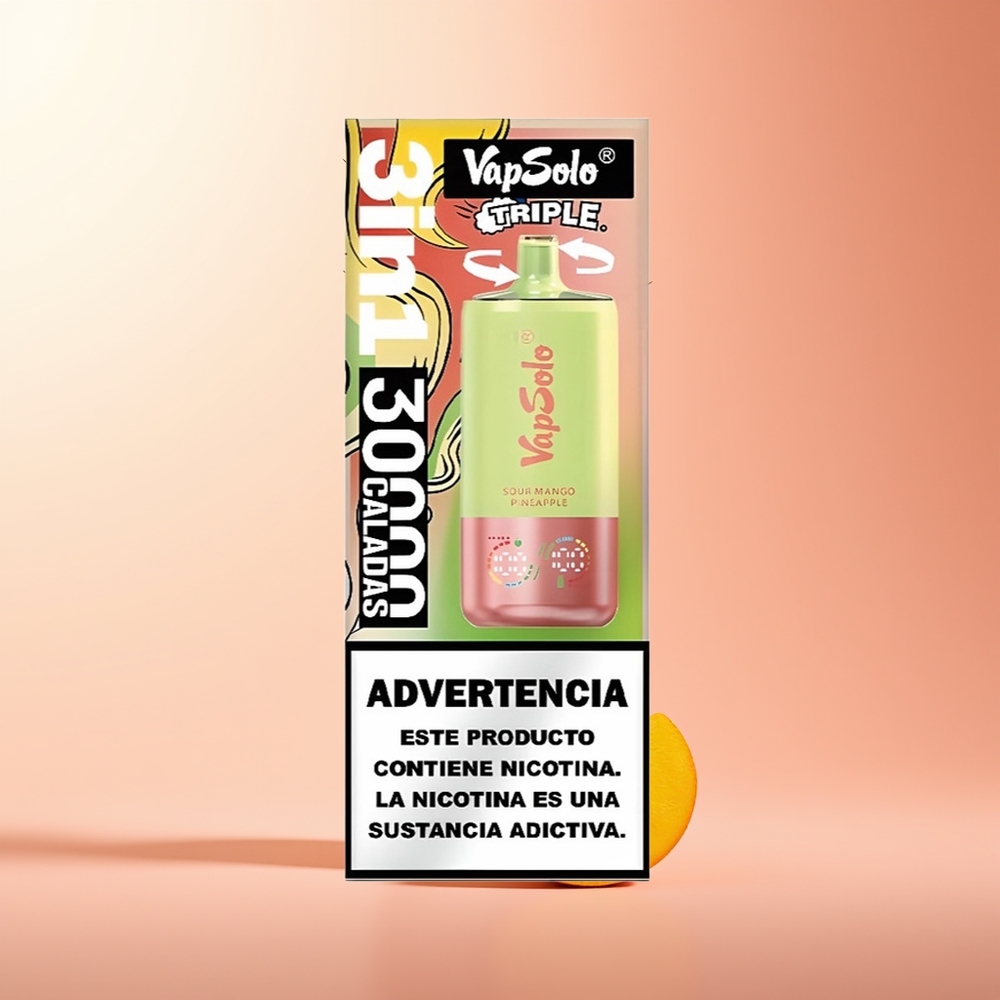 Vapsolo Triple 30000 Puffs Mango Piña Ácido Triple 40ml Tipo-C