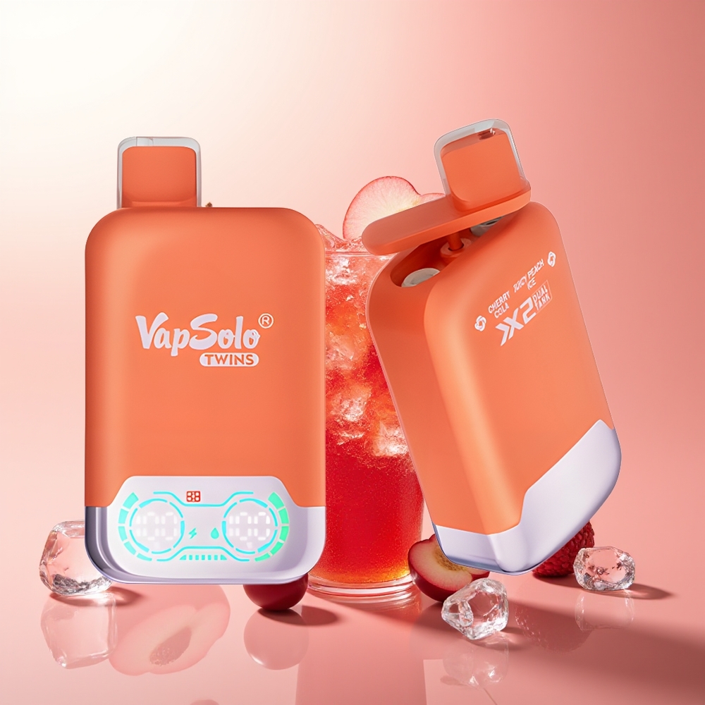 Vapsolo Twins 20000 Puffs Cereza Cola & Melocotón Jugoso Hielo con 40 ml y Tipo-C