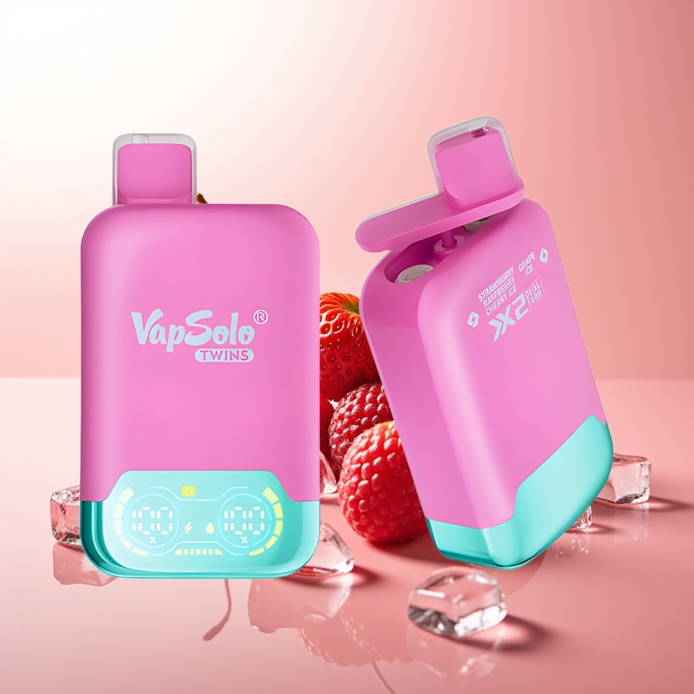 Vapsolo Twins 20000 Puffs Fresa Frambuesa Cereza Hielo & Uva Hielo 40ml Tipo-C