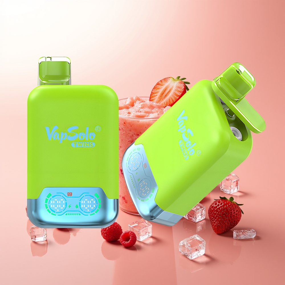 Vapsolo Twins 20000 Puffs Fresa Kiwi & Fresa Frambuesa Cereza Hielo con 40 ml y Tipo-C