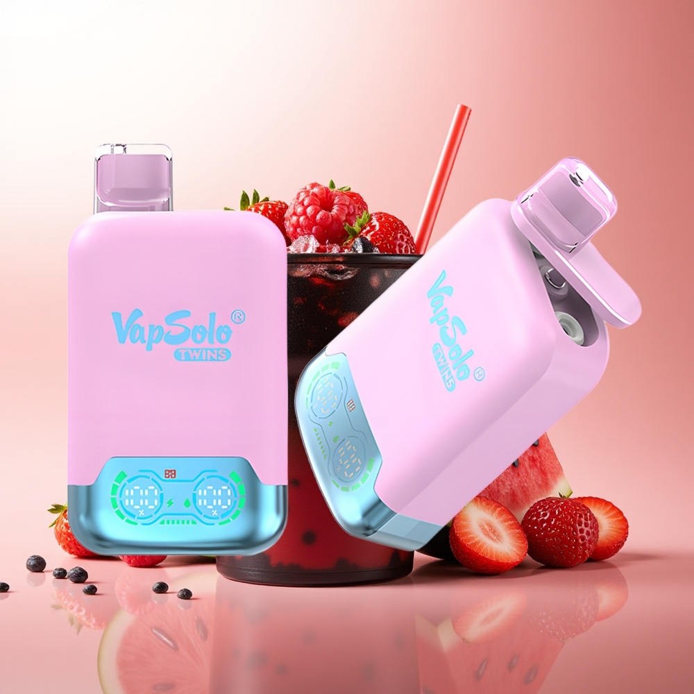 Vapsolo Twins 20000 Puffs Fruta del Dragón Hielo Negro Fresa y Frambuesa Sandía con 40 ml y Tipo-C