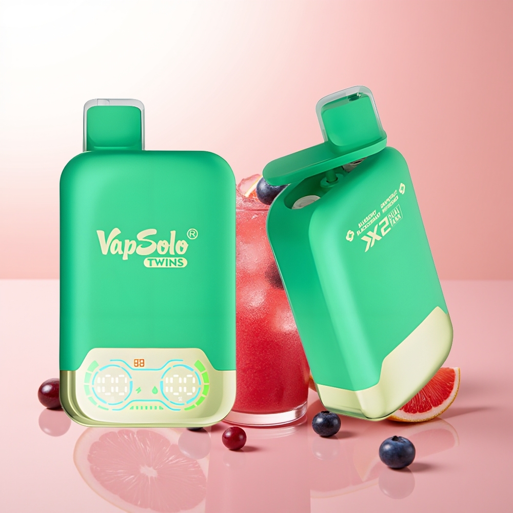 Vapsolo Twins 20000 Puffs Refrescante de Arándano y Grosella Negra con Pomelo - 40 ml Tipo-C Dual