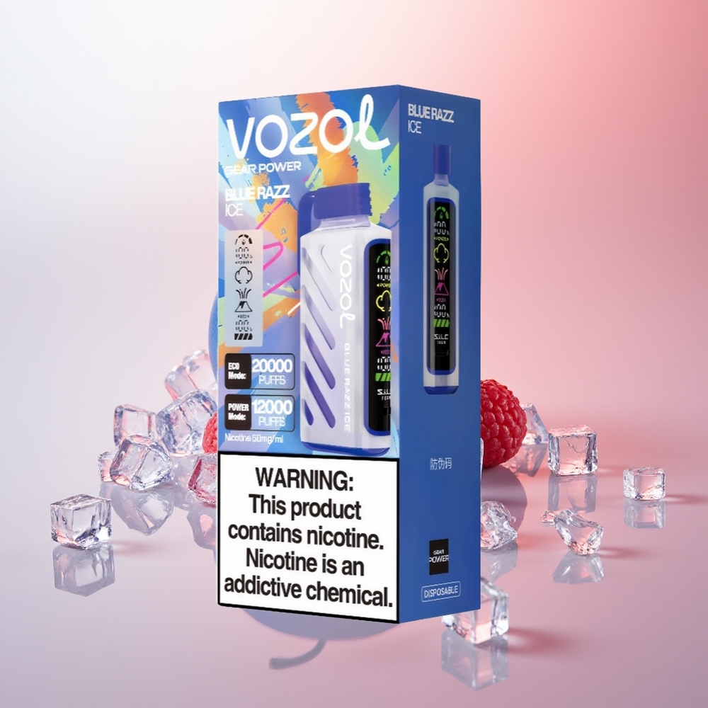 VOZOL Gear Power 20000 Puffs Azul Frambuesa Hielo con Pantalla Completa y Doble Malla
