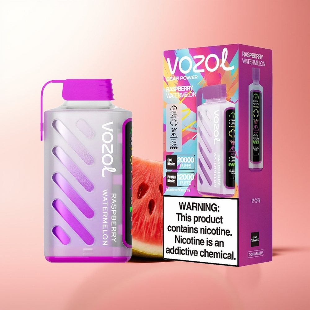 VOZOL Gear Power 20000 Puffs Frambuesa Sandía con Dual Mesh Coil y Pantalla Completa