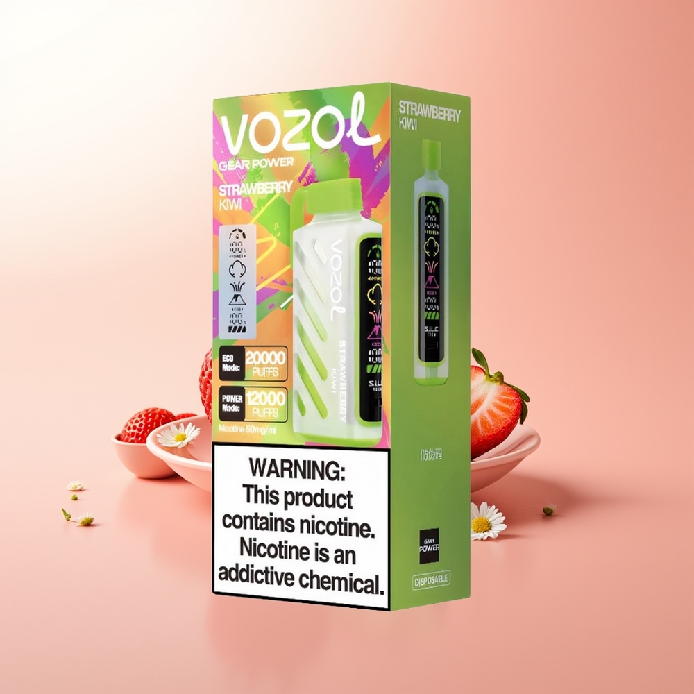 VOZOL Gear Power 20000 Puffs Fresa Kiwi con Pantalla Completa y Doble Malla