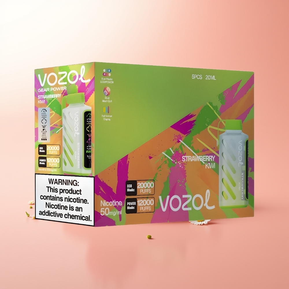 VOZOL Gear Power 20000 Puffs Fresa Kiwi con Pantalla Completa y Doble Malla