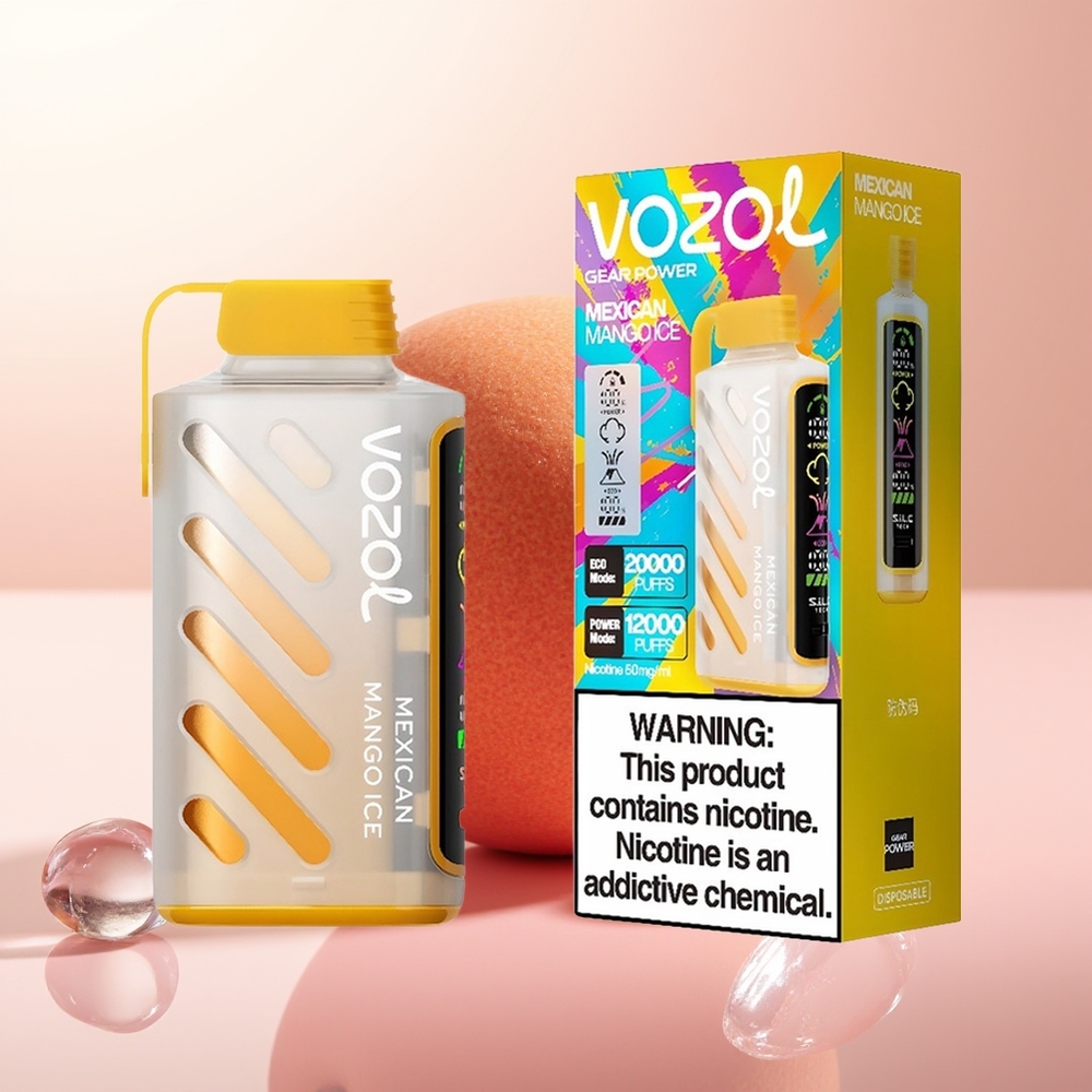 VOZOL Gear Power 20000 Puffs Helado de Mango Mexicano con Pantalla Completa y Doble Malla