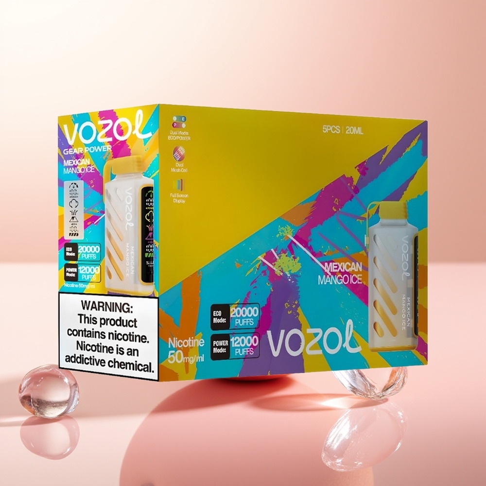 VOZOL Gear Power 20000 Puffs Helado de Mango Mexicano con Pantalla Completa y Doble Malla