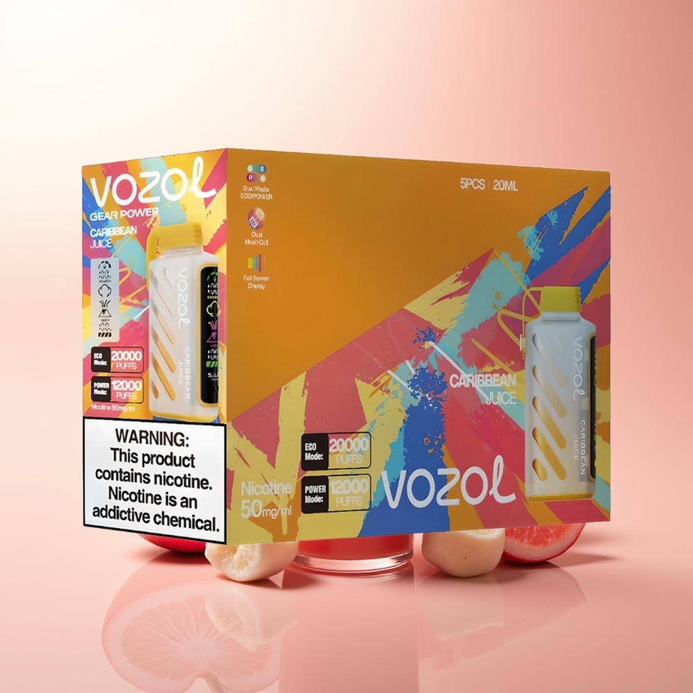 VOZOL Gear Power 20000 Puffs Jugo Caribeño con Tecnología S.i.L.C. y Pantalla Completa