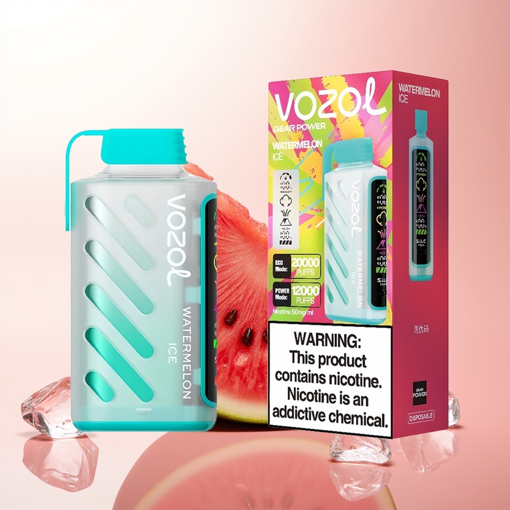 VOZOL Gear Power 20000 Puffs Sandía Hielo con Pantalla Completa y Doble Malla