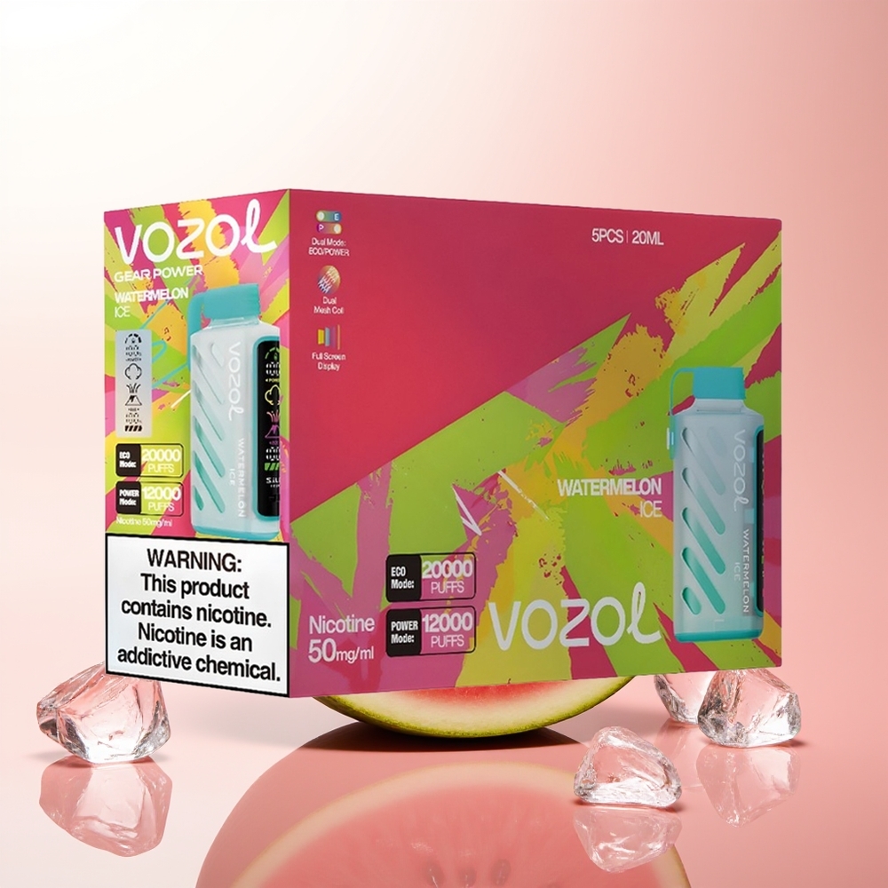 VOZOL Gear Power 20000 Puffs Sandía Hielo con Pantalla Completa y Doble Malla