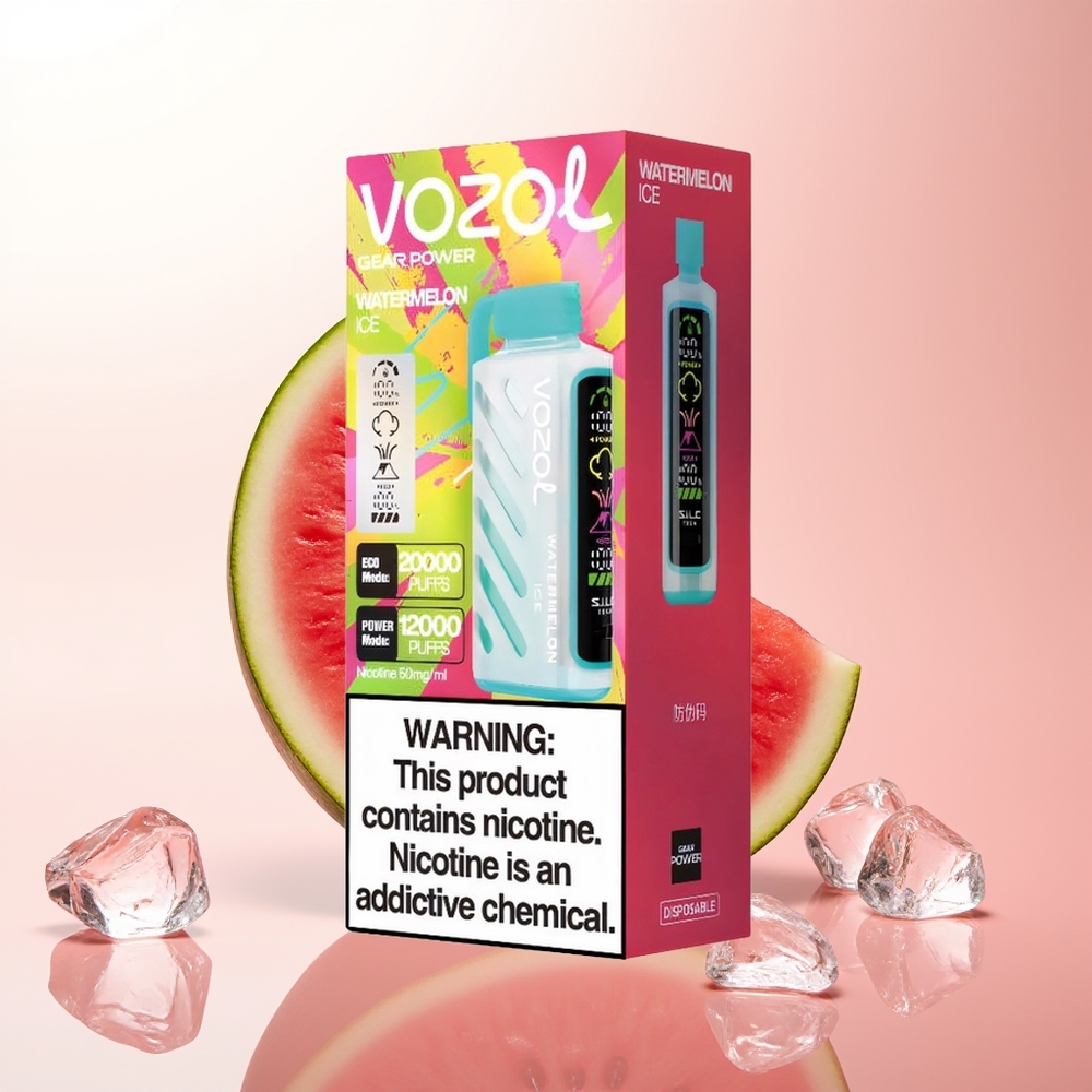 VOZOL Gear Power 20000 Puffs Sandía Hielo con Pantalla Completa y Doble Malla