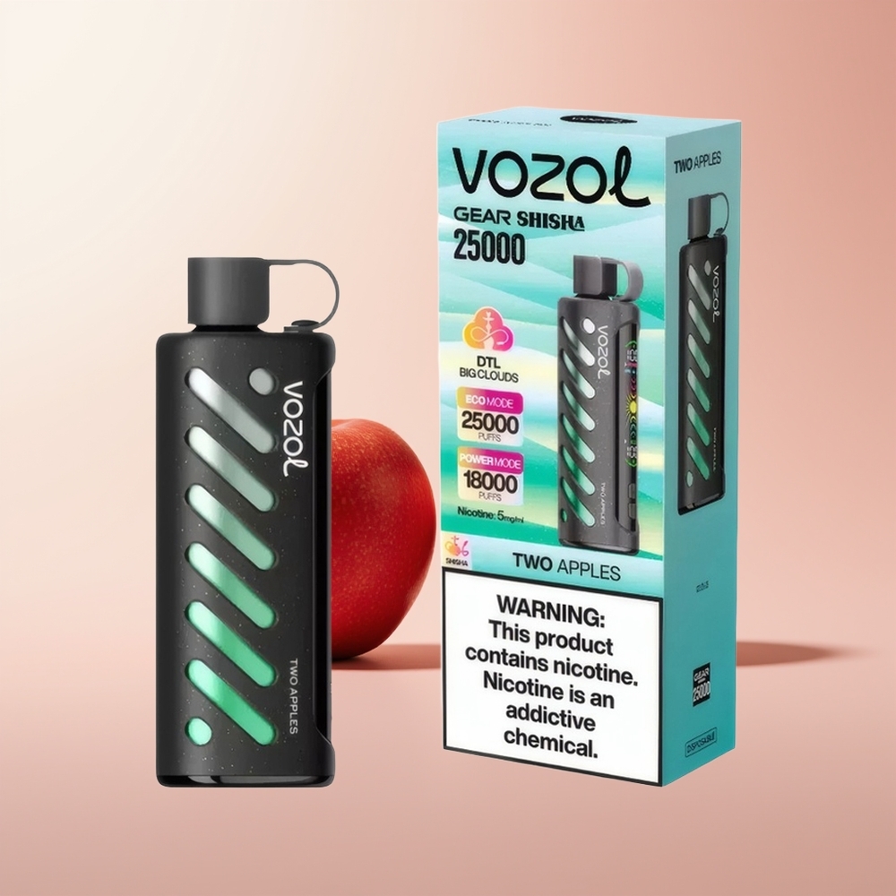 VOZOL Gear Shisha 25000 Puffs Dos Manzanas con 30 Sabores y Doble Malla