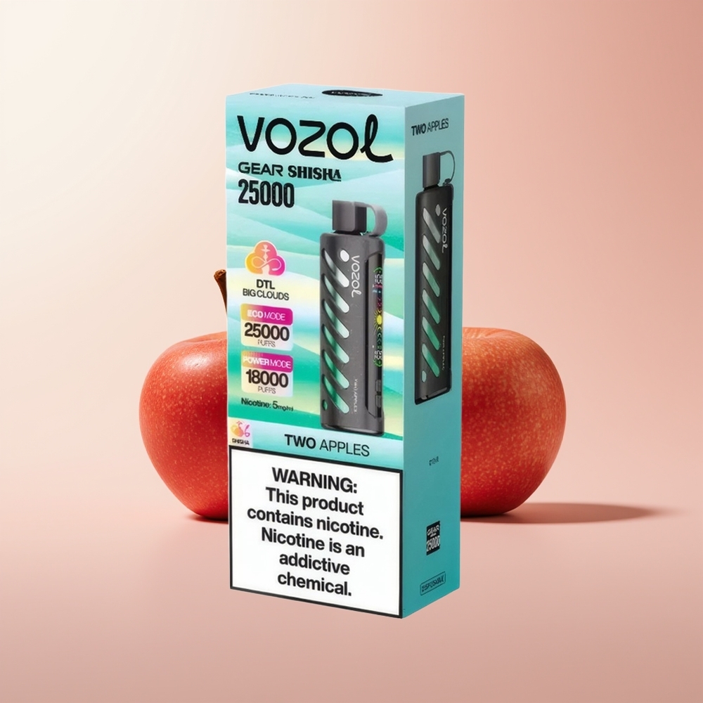 VOZOL Gear Shisha 25000 Puffs Dos Manzanas con 30 Sabores y Doble Malla