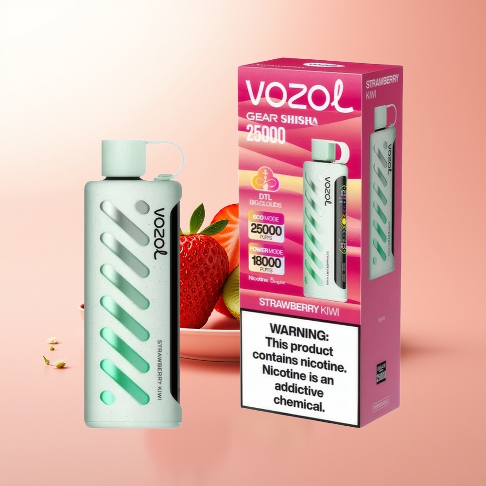 VOZOL Gear Shisha 25000 Puffs Fresa Kiwi Doble Malla Tecnología Inteligente