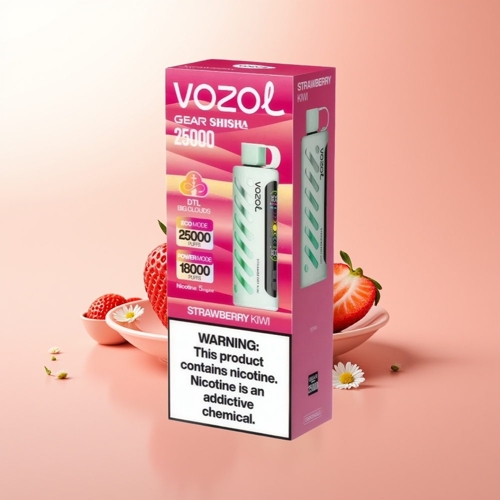 VOZOL Gear Shisha 25000 Puffs Fresa Kiwi Doble Malla Tecnología Inteligente