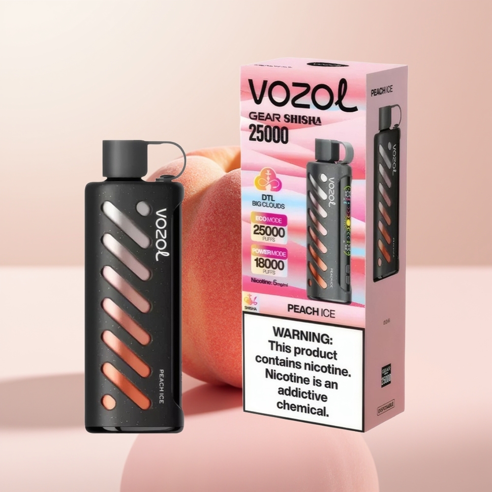 VOZOL Gear Shisha 25000 Puffs Helado de Durazno con Chip Inteligente y Doble Malla
