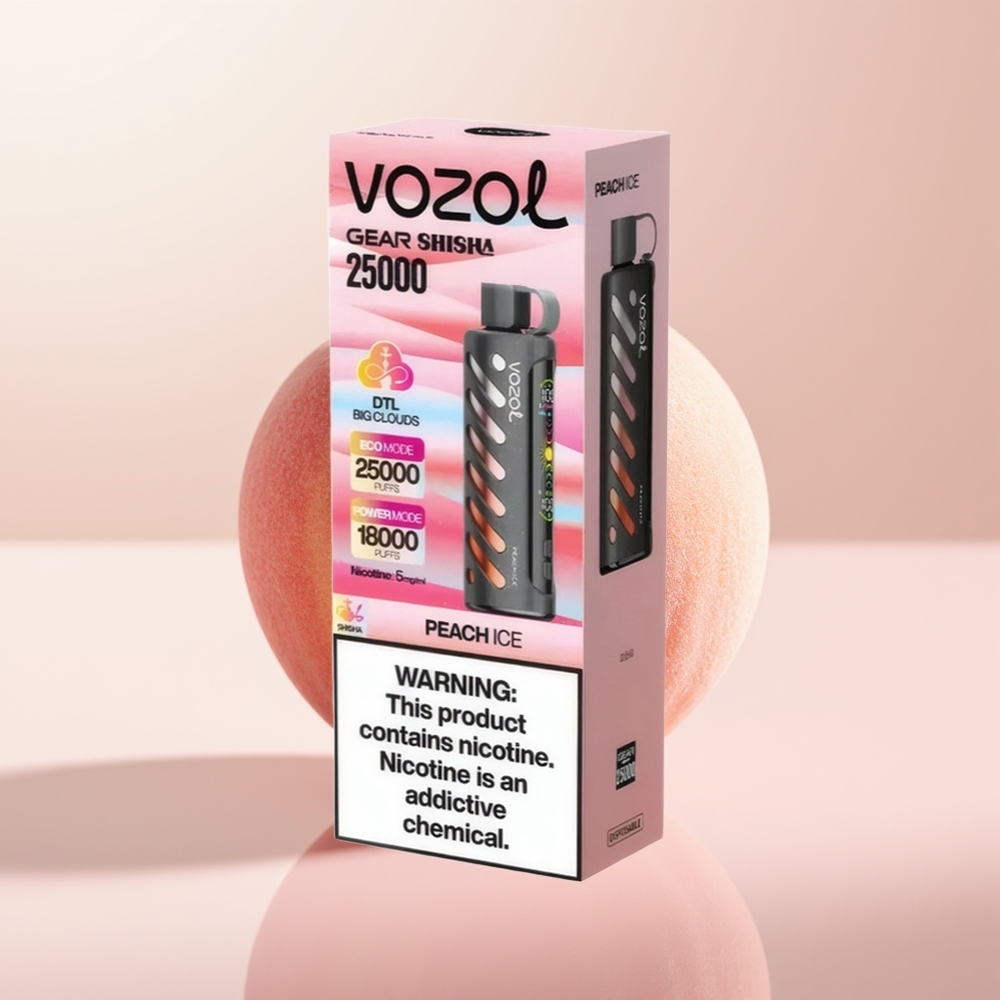 VOZOL Gear Shisha 25000 Puffs Helado de Durazno con Chip Inteligente y Doble Malla