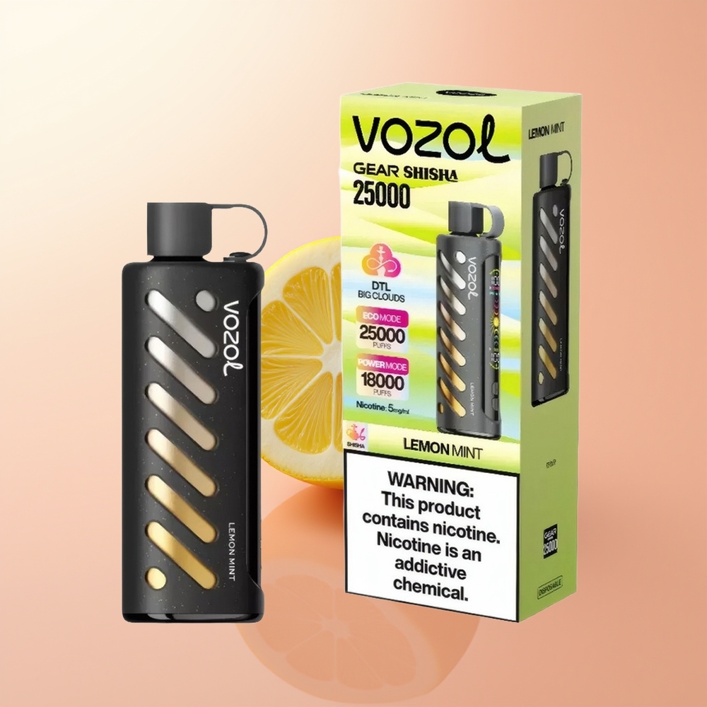 VOZOL Gear Shisha 25000 Puffs Menta Limón con Dual Mesh y 5mg/ml