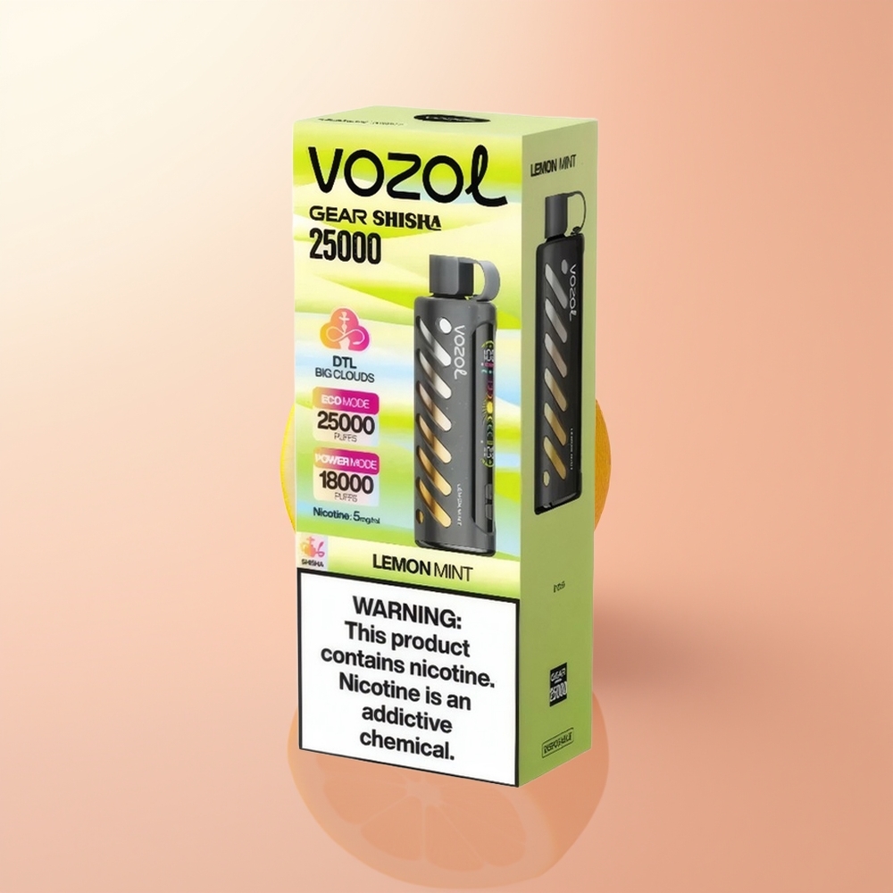 VOZOL Gear Shisha 25000 Puffs Menta Limón con Dual Mesh y 5mg/ml