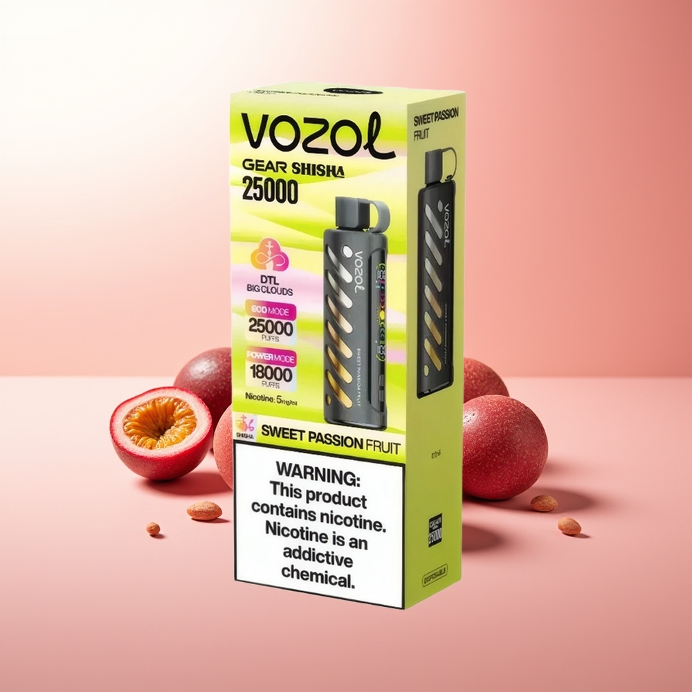 VOZOL Gear Shisha 25000 Puffs Pasión Frutal Dulce con Tecnología S.i.L.C y Doble Malla