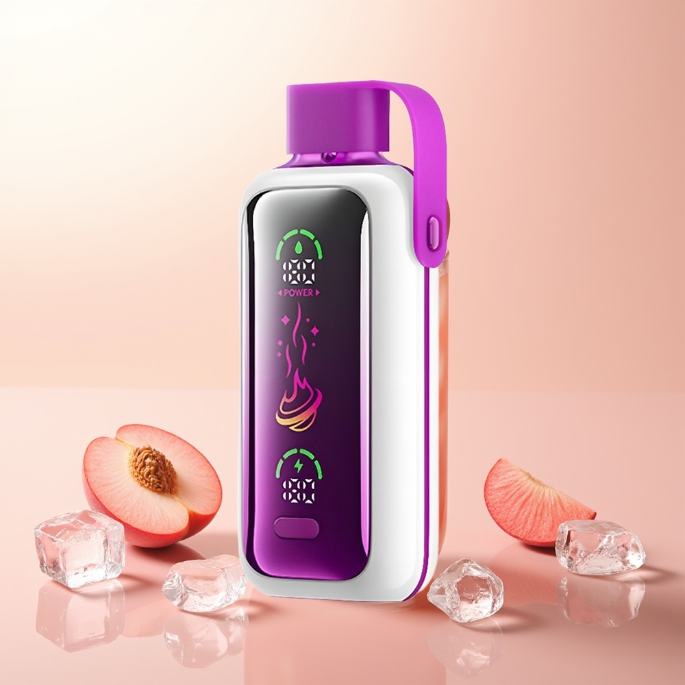 VOZOL Star 20000 Puffs Jugo de Melocotón Helado con Pantalla Espejo HD y Doble Malla